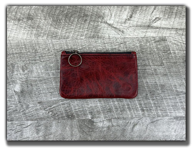 Leather Pouch with Zipper (Canyon Rouge, X-Small 5.5" x 3") Canyon Rouge