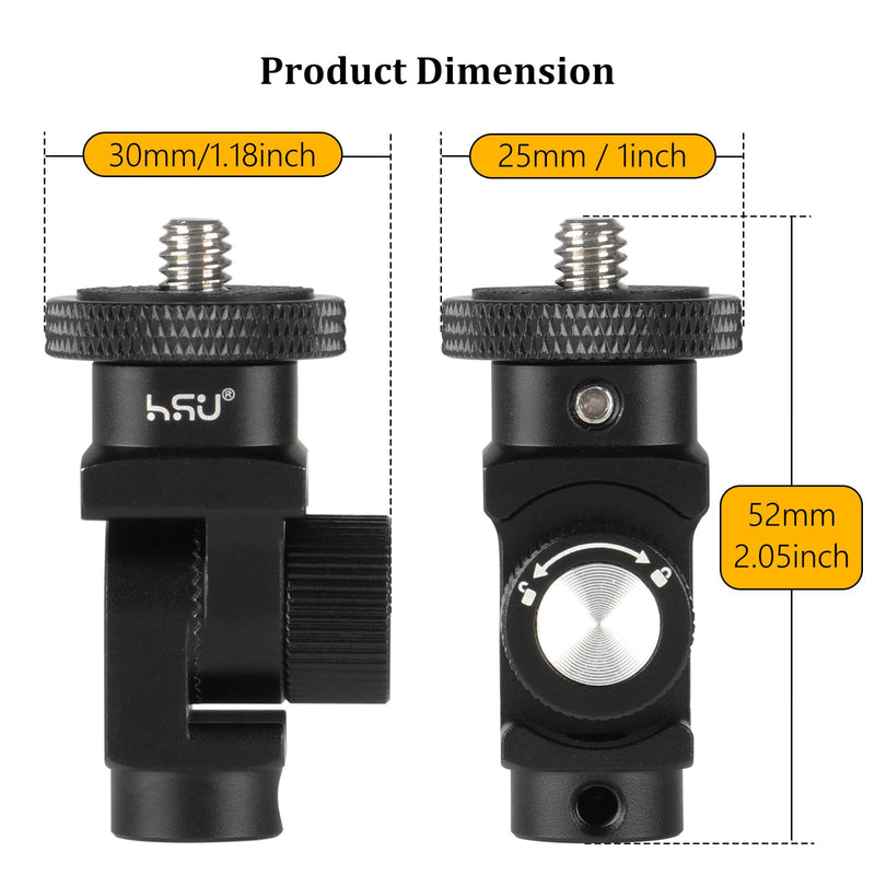 HSU Vertical Mount Adapter, Aluminum 1/4”-20 Screw Hole 180° Rotation Camera Tripod Mount for Insta360 X5/X4/X3/X2/X/RS/R/GoPro/DJI Osmo Action 5/4/3 Camera and Other Action Cameras