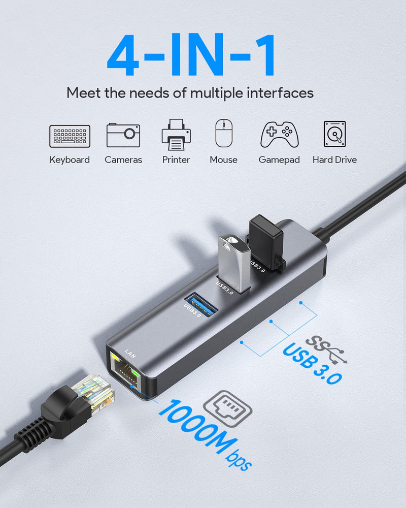 USB C to Ethernet Adapter,Vilcome RJ45 to USB C Thunderbolt 3/Type-C Gigabit Ethernet LAN Network Adapter