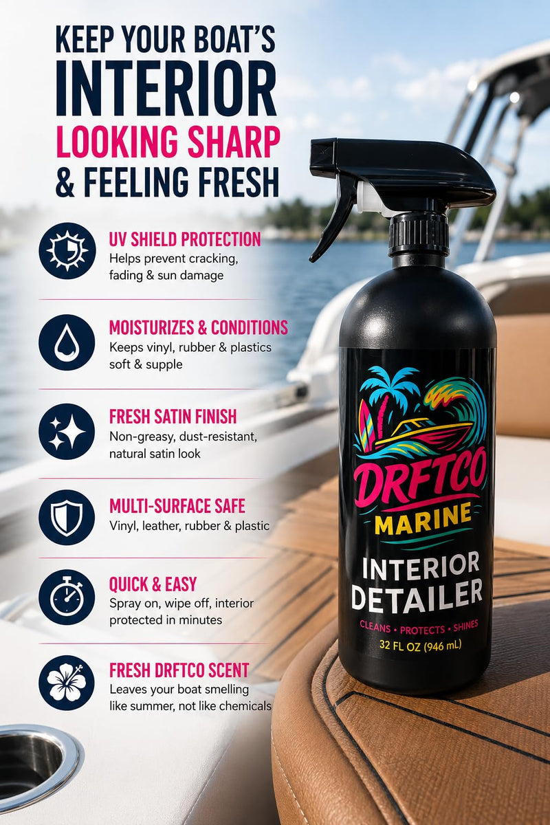 Interior Boat Seat Cleaner & Detailer Spray | Cleans & Protects Vinyl, Plastic & Upholstery | UV Protectant, Non-Greasy Finish | Tropical Scent | 32oz