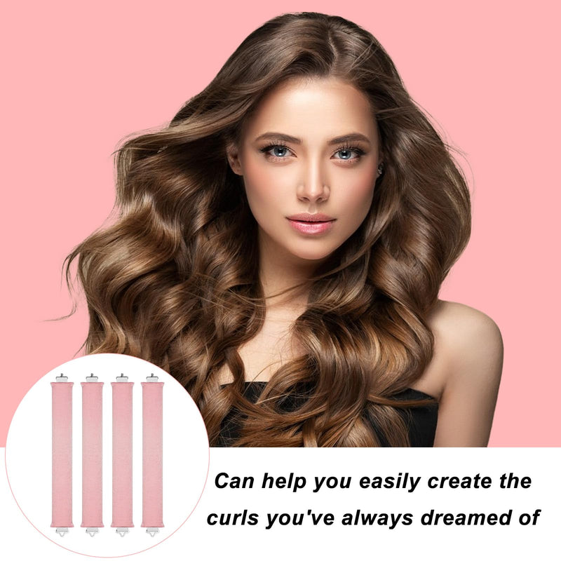4PCS Heatless Curlers Set,Heatless Curling Rod Overnight,heatless curl rods | Heatless Hair Curlers,Soft Hair Roller Rods with Hook,Heatless Curling Set,Overnight Curls Hair Curlers,heatless curling rods