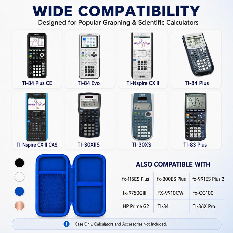 Case for Texas Instruments TI-84 Plus CE/TI-84 Evo Calculator Black | Hard Carrying Travel Case for Texas Instruments TI-84 Plus CE/TI-84 Evo/TI-84 Plus/TI-30XIIS/TI-30XS Graphing Calculator