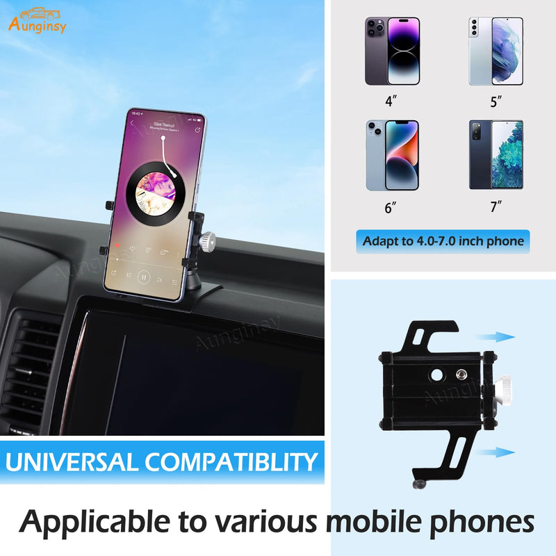 Aunginsy Car Phone Mount Compatible with Nissan Frontier 2022-2024 Center Console Phone Holder Dash Panel Mobile Phone Bracket Universal Cell Phone Navigation Stand Fit All Smart Phones Accessories Style C