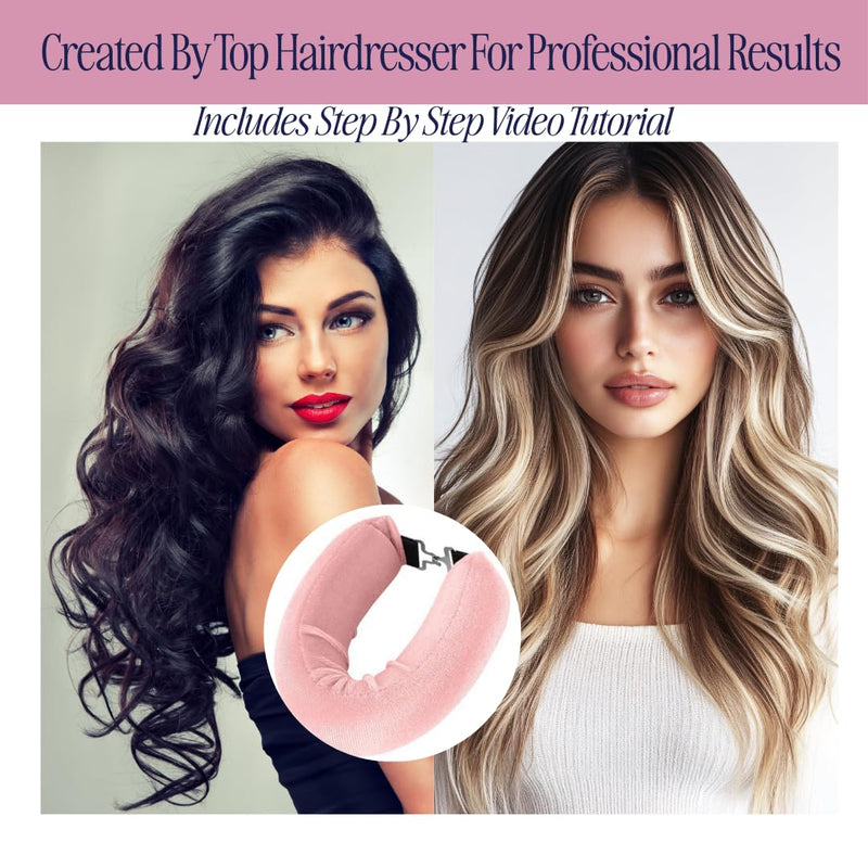 SheEO 6 Piece heatless Hair Curler Set, 3 heatless Curling rods, 1 Silk Bonnet, 1 Hair Clips, Wide Tooth Comb. Includes tutorials from Leading Stylist to Create Overnight Curls with Velvet Rollers Heatless Curling Set