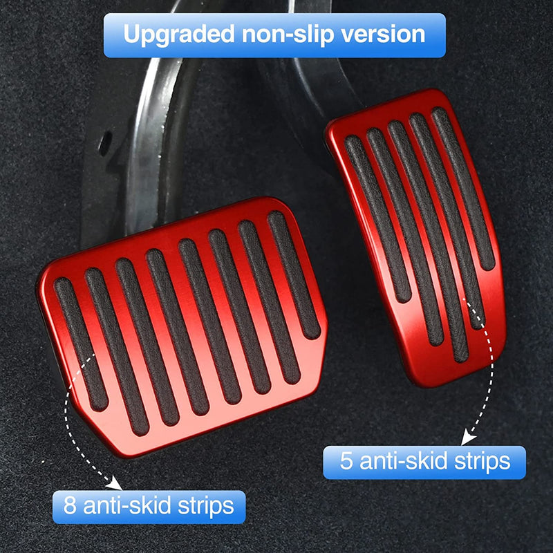Foot Pedal Pads Set for Tesla Model 3 Model Y, Non-Slip Performance Aluminum Car Accessories Brake & Accelerator Pedal Covers for Model 3/Y (Red) Red