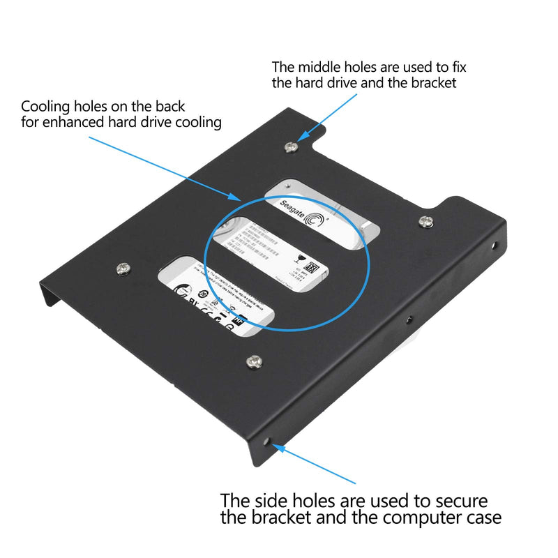 4Pcs 2.5" to 3.5" SSD HDD Hard Disk Drive Bays Holder Metal Mounting Bracket Adapter with Screws & Screwdriver for PC Pack of 4