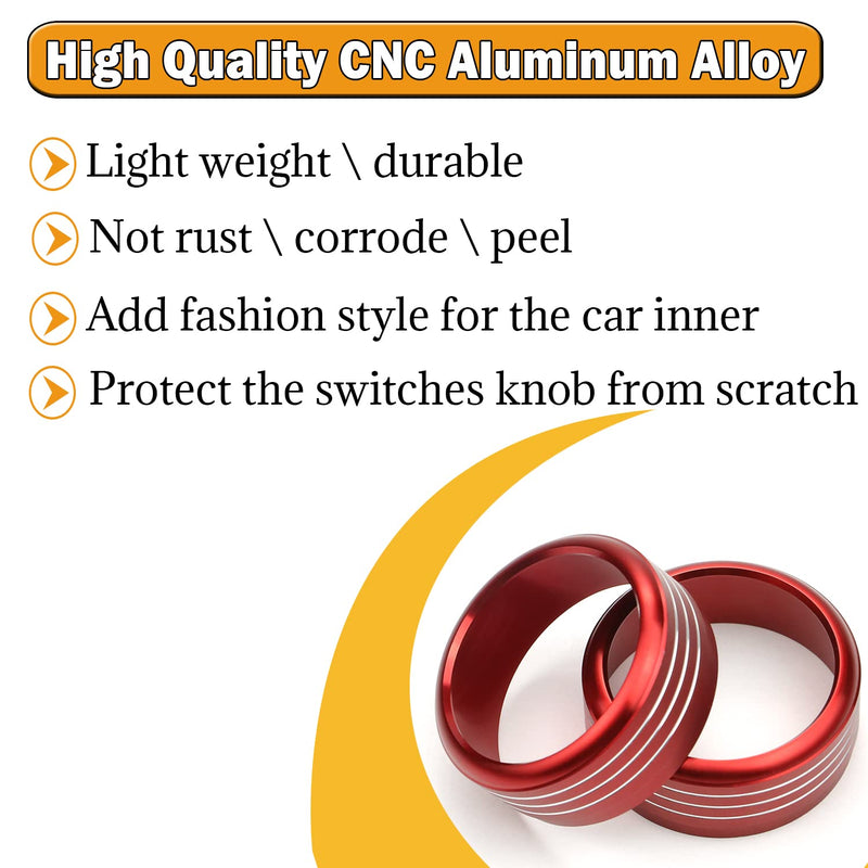 for Subaru AC Knob Cover Accessory Center Console Switch Volume Temp Control Button Ring Trim Compatible with Forester 2014-2018, Crosstrek XV 2013-2017,Impreza 2014-2016,WRX/STi 2015-2020 (Red) Red