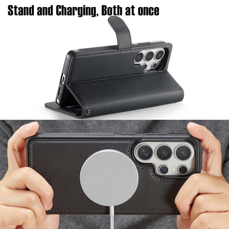 for Samsung Galaxy S26 Ultra Wallet Case, 2-in-1 Detachable Black | Magnetic Case Wallet, PU Leather Flip Cover with Card Holder & Wrist Strap, Detachable Wallet Phone Case, Black