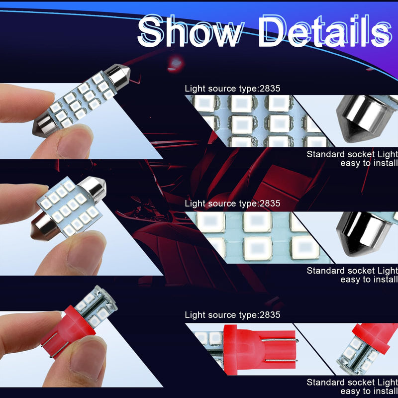 NTNEV 24PCS LED Interior Replacement Bulbs, Interior Car Lights, Dome Light LED Car Bulb Kit Set T10 31 mm 42 mm, Used for Map Dome Lights and License Plate Courtesy Lights Accessories (Red) red