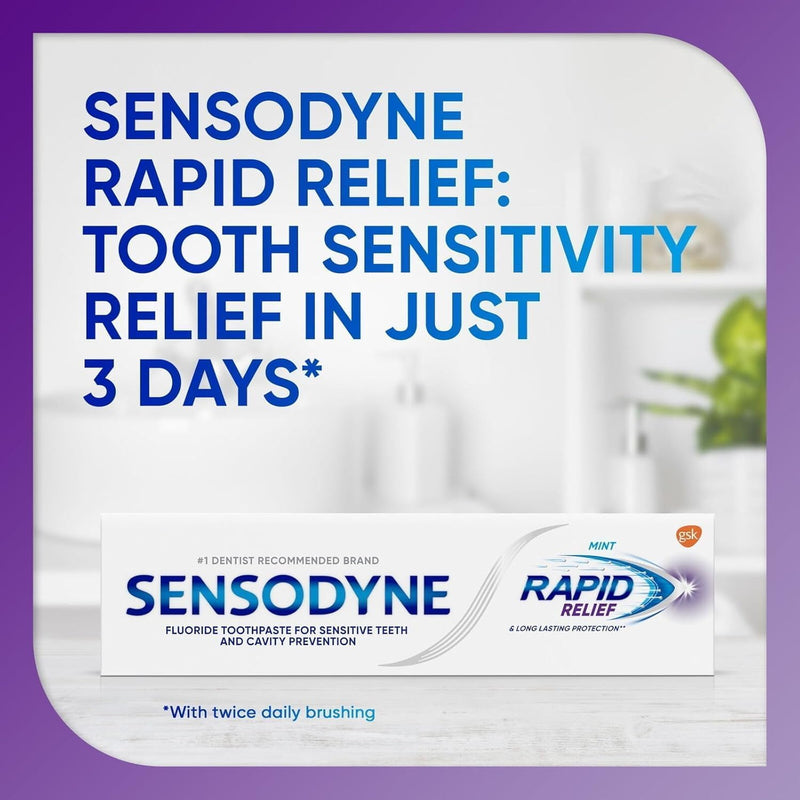 Sensodyne Rapid Relief Sensitivity Toothpaste, Mint, 3.4 oz (Pack of 2)