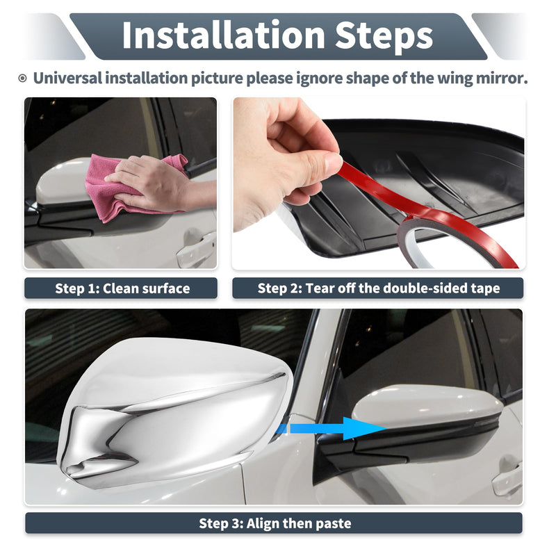X AUTOHAUX Pair Car Rear View Driver Passenger Side Mirror Cover Cap Overlay Chrome Plated for Peugeot 301 2013-2018 Mirror Guard Covers Exterior Decoration Trim