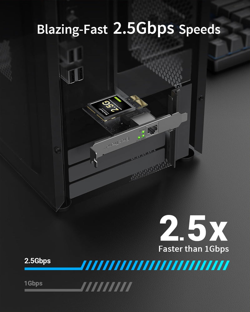 BrosTrend 5 Port 2.5GB Switch, 2.5 Gigabit Unmanaged Ethernet Switch, Fanless Plug & Play + 2.5Gb Network Card, PCIe Ethernet Card with Extra Low-Profile Bracket for Windows, Both Lifetime Protection