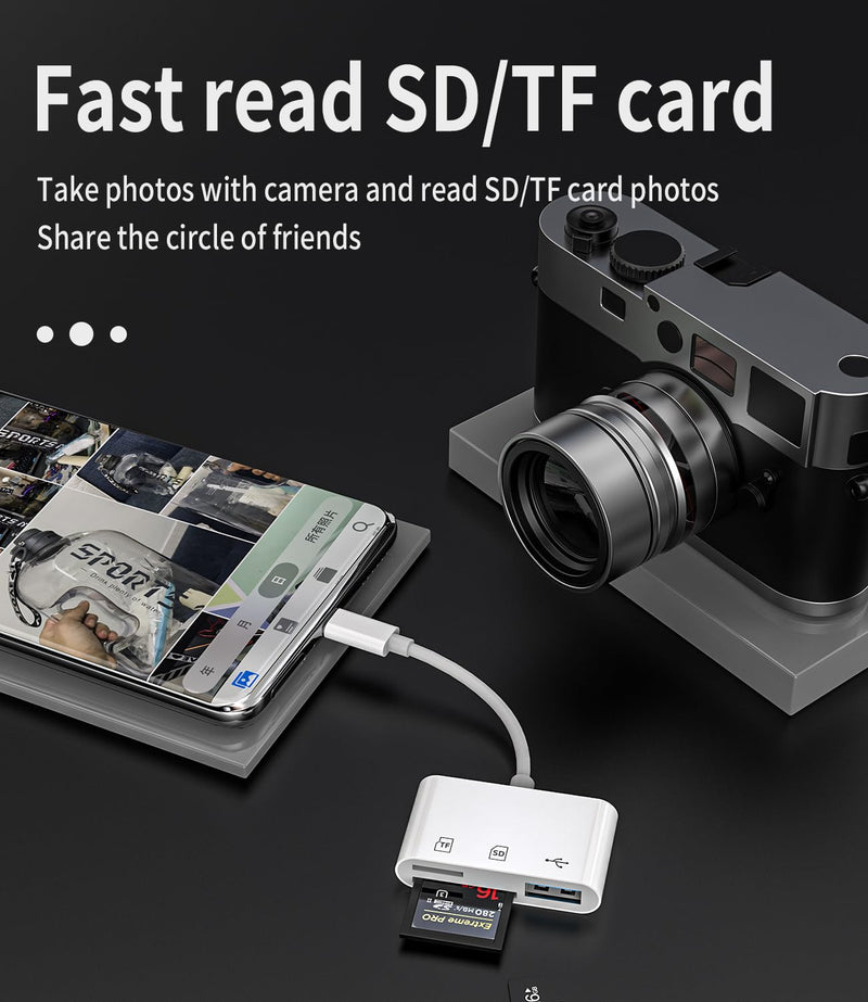 USB C 3 in 1 SD Micro SD Card Reader for Apple for iPhone 16 15 MacBook PC Accessories USB A OTG USB 3.0 USB Flash Drive Camera Memory Compatible with Samsung for iPad TF Card