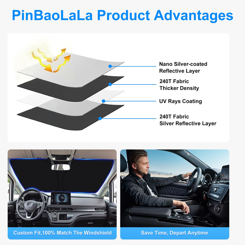 Car Sun Shade for 2021-2025 Chevrolet Tahoe Accessories Windshield Sunshade Cover Front Window Shade Custom Fit Tahoe Sun Visor Protector Foldable Blocks UV Rays For Chevrolet Tahoe 2021-2025