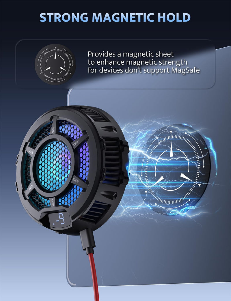 darkFlash iPad Cooler, Magnetic/Back Clip 2 in 1 Tablet Cooler for ipad/Surface pro/Samsung Tab, Steam Deck Fan, 30W Tablet Cooling Case with Temperature Display for Gaming, Live Streaming (GT-PRO)