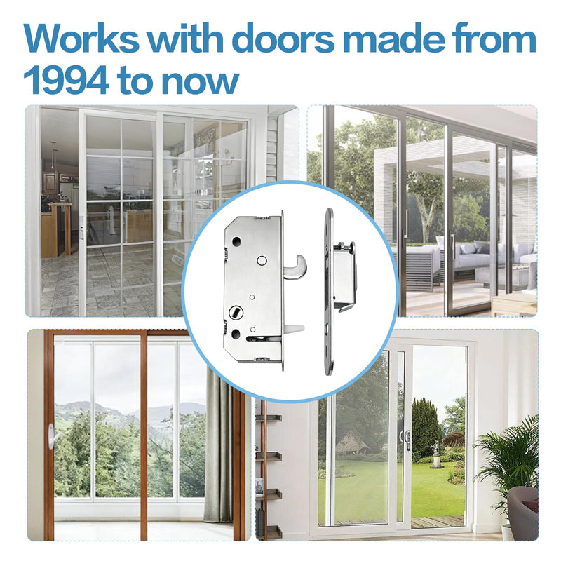 Sliding Patio Door Reachout Lock and Receiver Kit – Compatible with Andersen 2-Panel Gliding Doors (1986-Present), Non-Handed Replacement Parts, 2-9/16" Hole Centers, for Window, Screen, Glass