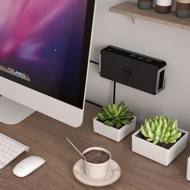 Screw-Mount Docking Station Holder for Dell D3100 Dock- Under Desk & Wall Mount Acrylic Organizer Stand (Black)