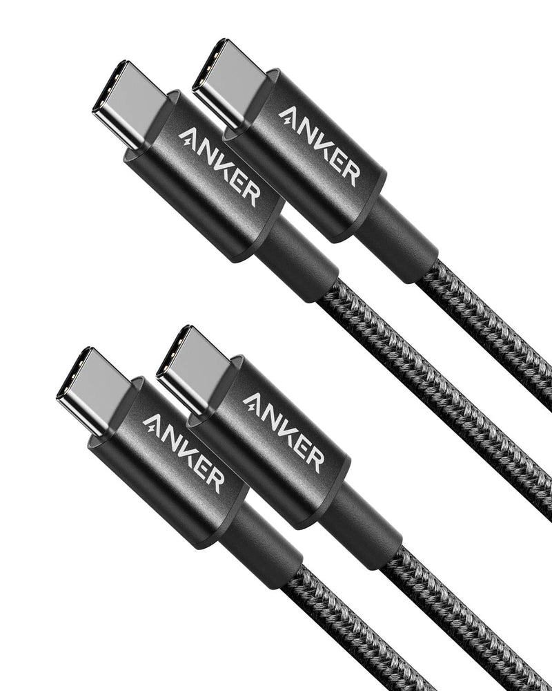 Anker Charger Cable, New Nylon USB C to USB C Cable (3.3ft, 2Pack)Type C 60W(3A) for iPhone 15 / 15Pro/ 15Plus/ 15ProMax, iPad Mini 6/ Pro 2021, iPad Air 4, MacBook Pro 2020, Samsung Galaxy S23,Switch 3.3ft Black 2