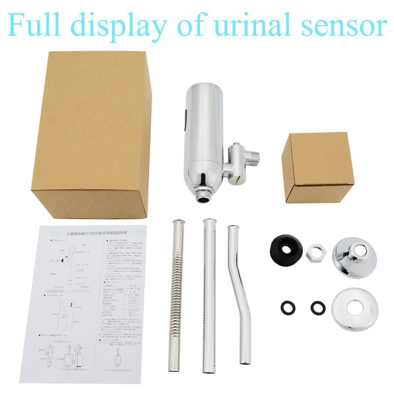 Automatic Touchless Urinal Flush Valve, Motion Sensor Copper, Three Outlet Pipes, Wall Mounted&Adjustable Water Flow, DC 6V, Ideal for Public Restrooms, English Installation Guide