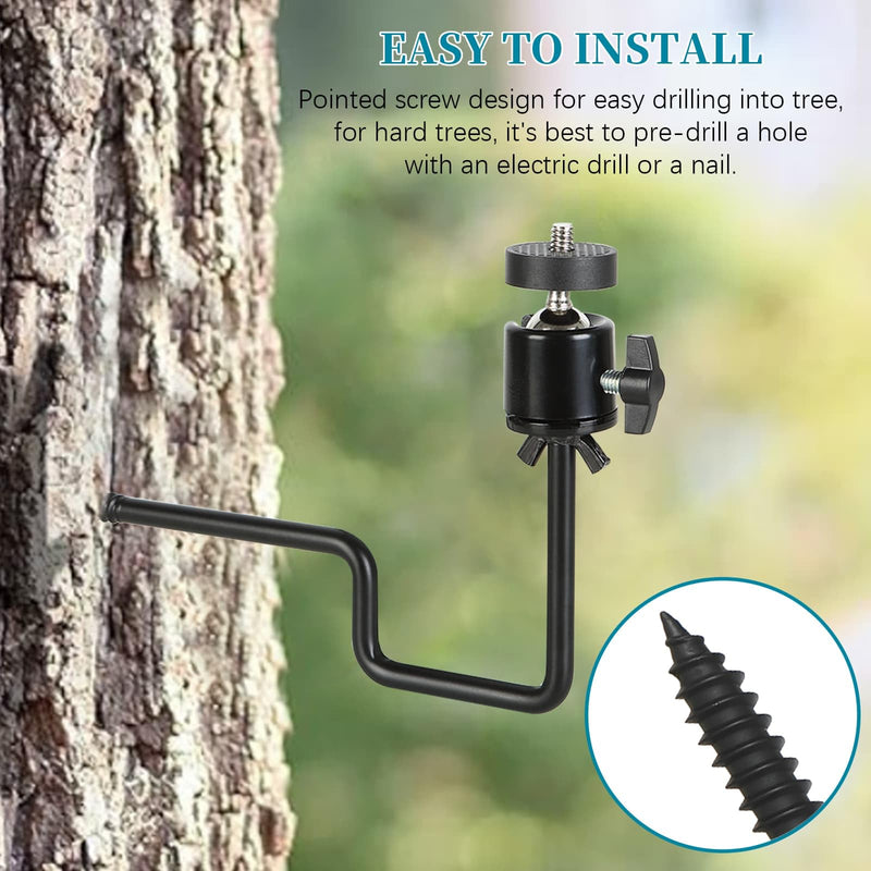 5Pcs Trail Camera Tree Mount, 1/4" x 20 Screw 360° Rotatable Interface Screw Mounting Bracket for Trail Cameras, Security Camera Holder, Hunting Accessories for Game Cam Solar Panels, etc. black-5