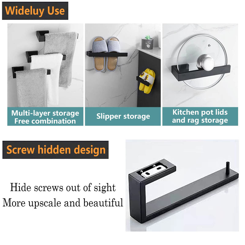 JOPOFI Hand Towel Holder, Towel Ring - Thicken Stainless Steel Towel Holder for Bathroom wall, 8" Rectangular Modern Design Hand Towel Bar, Contemporary Hand Towel Rack - Matte Black 1PCS