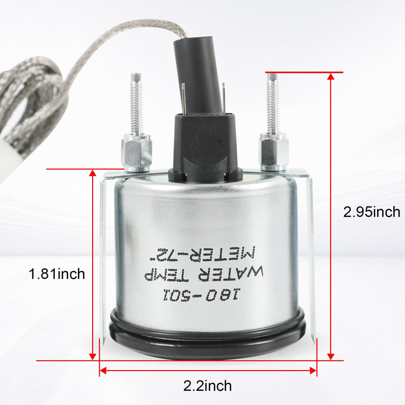 JDMSPEED 2" 52mm Water Temperature Gauge 40-130℃,110-265℉ Water Temp Thermometer Meter Kit DC12V with Sensor NPT 1/2, 1.8m Wire Length