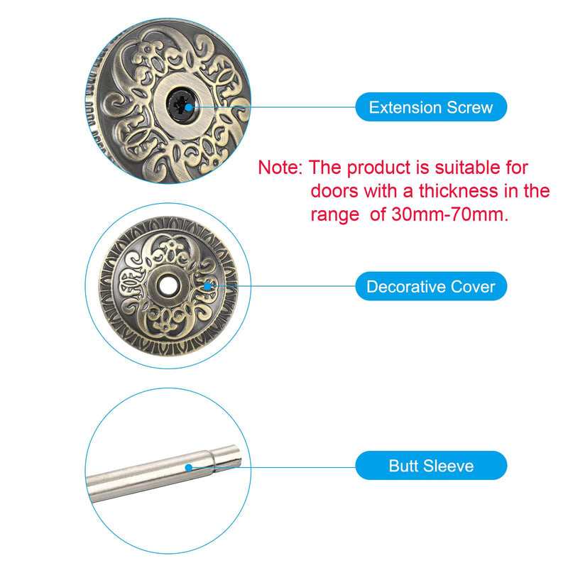 PATIKIL Door Hole Cover Plate, 2 Inches Zinc Alloy Flower Round Deadbolt Cover Plate Door Reinforcement Plate for Door Hole Filling (Chrome Plated) Chrome Plated