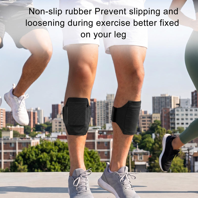 Amabro Leg Phone Holder Non Slip Cellphone Thigh Ankle Wallet Armband Strap | Adjustable Sport Pouch Storage Bag Accessories for Running Hiking Workout Walking Hiking Equestrian, Black, 30-45cm
