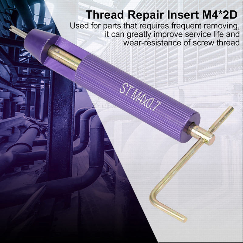50pcs Thread Repair Kit, M4 x 0.7 Stainless Steel Wire Thread Insert Combination Tool Set for Restoring Damaged Wires in Steel M4 x 2D