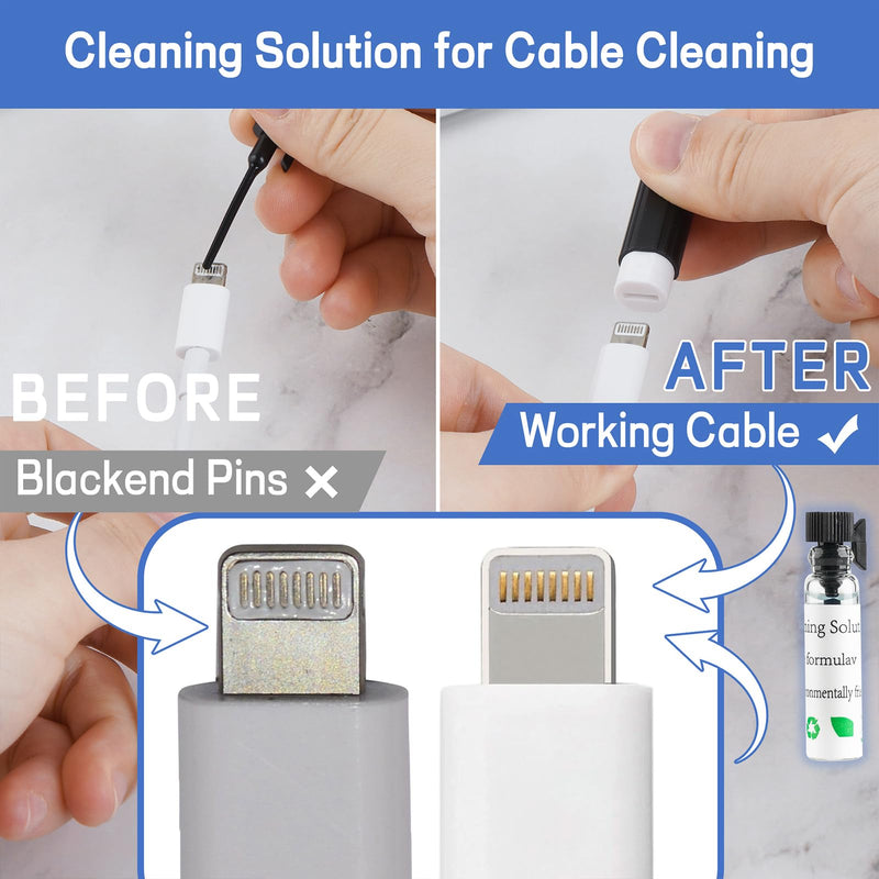 iPhone Cleaning Kit CleaniKu Phone Cleaner - iPhone Charging Port Cleaning Tool, Multi-Tool Phone Repair Restore with Speaker Cover, USB C Cleaning Kit for Lightning Cables,Connectors,Speakers,Airpod Black