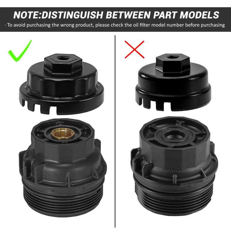 64mm 14 Flutes/4 Slots Oil Filter Cap Wrench Removal Tool Socket Compatible with Toyota, Lexus, and Scion Vehicles Equipped with 2.5L to 5.7L engines, Black Heavy-Duty Aluminum 4 Slot
