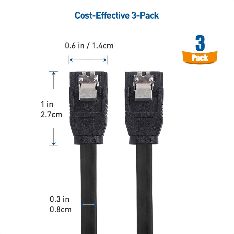 Cable Matters 3-Pack SATA III 6.0 Gbps SATA Cable 18 Inches (SATA Cable for SSD, SATA SSD Cable, SATA 3 Cables) Black