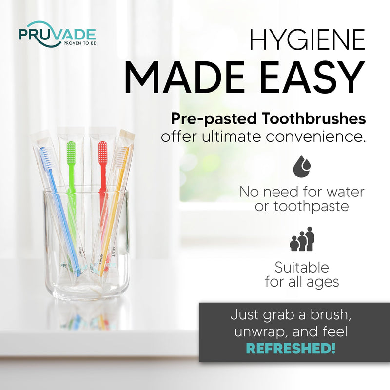 144 Pack Disposable Toothbrushes with Toothpaste, Built in - Prepasted Toothbrushes Individually Wrapped |Single Use Waterless Tooth Brush with Soft Bristles for Hotel, Camping, Travel Mint 144