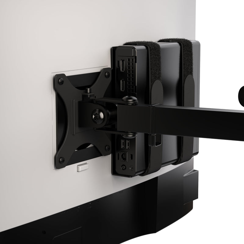 HumanCentric Universal Small Device VESA Mount for VESA Arms, Adjustable Strap Mount for Small Computers and Other Electronic Devices, Mounts On The Back of a Computer Monitor Using VESA Arm