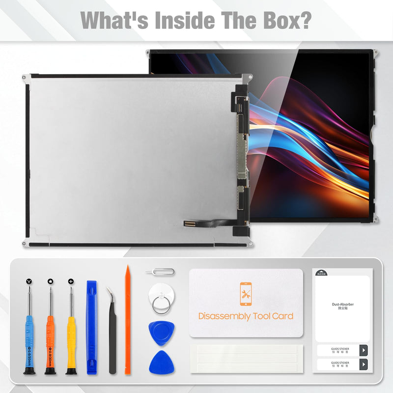 for iPad 7/8/9 Gen 10.2" LCD Screen Replacement Kit | For iPad 7th (A2197/A2198/A2200), 8th (A2270/A2428/A2429/A2430), 9th (A2602-A2605),LCD Only, Not Touch,Tools Included.