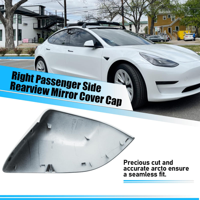 Jaronx Compatible with Tesla Model 3 Side Mirror Cover Replacement 2017 2018 2019 2020 2021 2022 2023 2024 2025, Passenger Side Rear View Door Mirror CoverCaps for Model 3 Accessories(Pearl White) Right