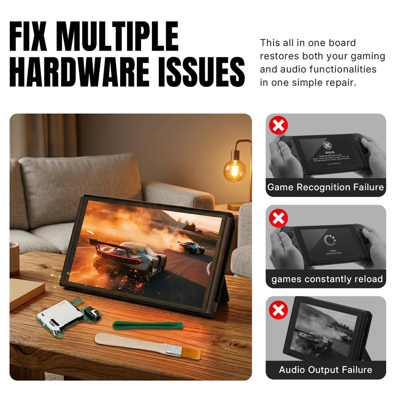Mcbazel Game Card Reader Slot Replacement for Nintendo Switch HAC-001, Game Cartridge Board with Headphone Jack Connector, Full DIY Repair Tool Kit for Reading Error & No Audio Issues (NOT for OLED/Lite)