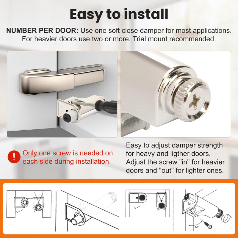 25 Pcs Soft Close Damper for Cabinet Doors/Wardrobe Doors,Adjustable Hydraulic Buffer,Noise Reduction & Smooth Closure,Universal Fit for Kitchen, Bathroom & Furniture（Includes Matching Screws） 25