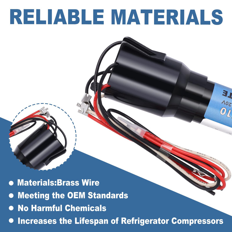 URCO410 3 in 1 Hard Start Kit Compatible with Refrigerators and Freezers (3 Pcs), 115V AC Solid State Relay Overload Protection for 1/4 to 1/3 HP Compressor Hard Start Capacitor URCO410