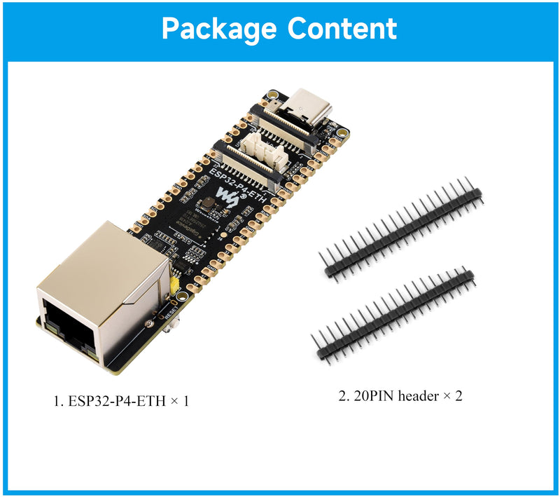 ESP32-P4-ETH Development Board, Based On ESP32-P4 with 100 Mbps RJ45 Ethernet Port, Rich Human-Machine Interfaces (Display/Camera/Speaker Header,etc.), Supports AI Speech Interaction