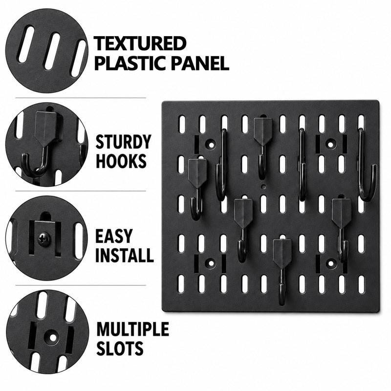 Musiin Modular Guitar Cable Organizer Panel with Removable Hooks Cable Storage Rack for Audio Cables XLR Wire Cords Studio Desk Organization Rack(Black)