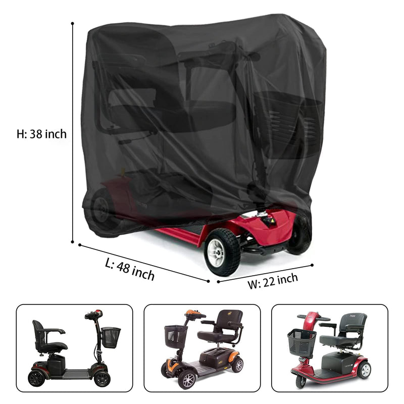 Mobility Scooter Cover,Waterproof Scooter Cover for Outdoor Storage,Heavy Duty Electric Mobility Scooters Accessories All-Weather Protection Covers - 48 x 22 x 38 Inch 48" x 22" x 38"