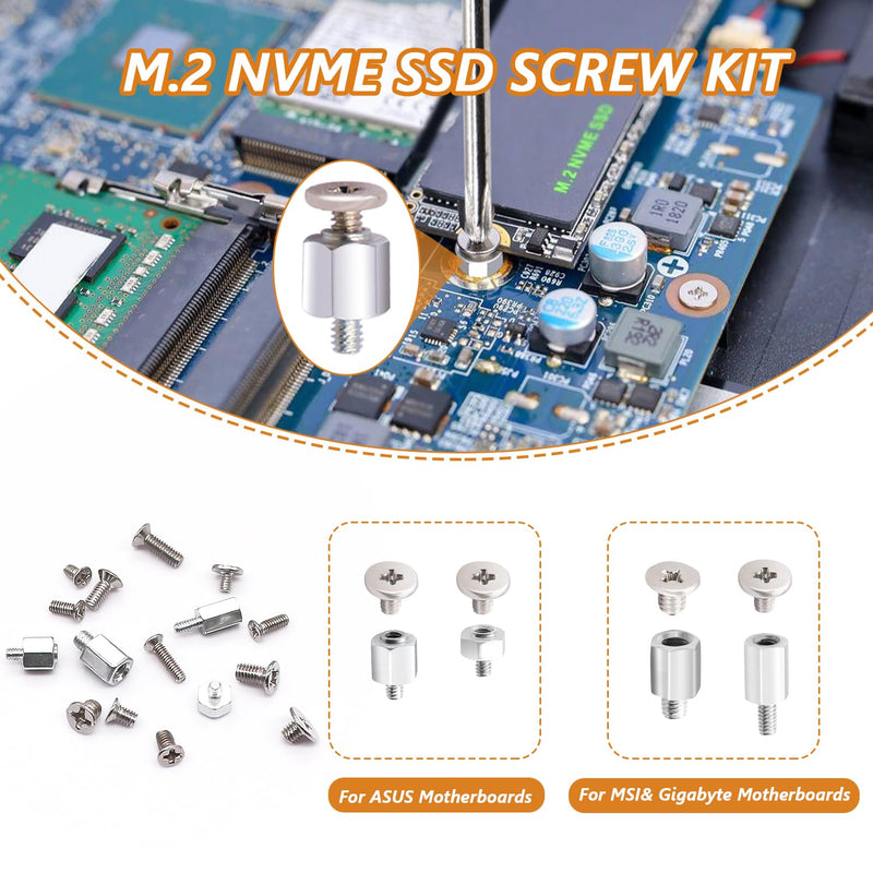 mankk 500PCS M.2 SSD Screw Kit M.2 SSD Mounting Screws Motherboard Standoffs M.2 M2.5 M3 NVMe Screw for Laptop PC Repair & DIY
