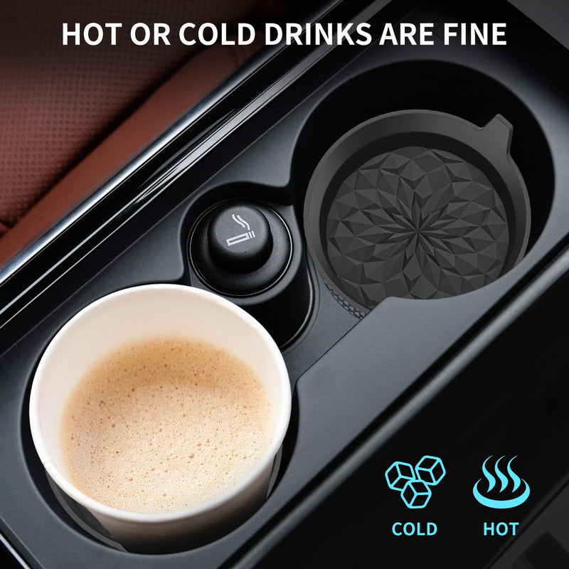 ME.FAN Car Cup Coasters [4 Pack] Silicone Cars Coasters - Universal Non-Slip Recessed Interior Accessories - Cup Holder Inserts Black 4pack-black
