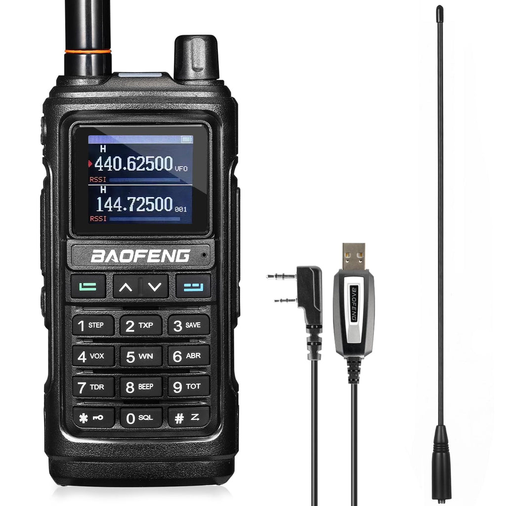 BAOFENG UV-17R Two Way Radio, Dual Band 144-148/420-450Mhz Handheld Ham Radio with Standard Antenna & High Gain Long Antenna, 1800mAh Li-ion Battery, 999 Channels, Manual DTMF, VOX, Support CHIRP 1 Pack + Long High Gain Antenna