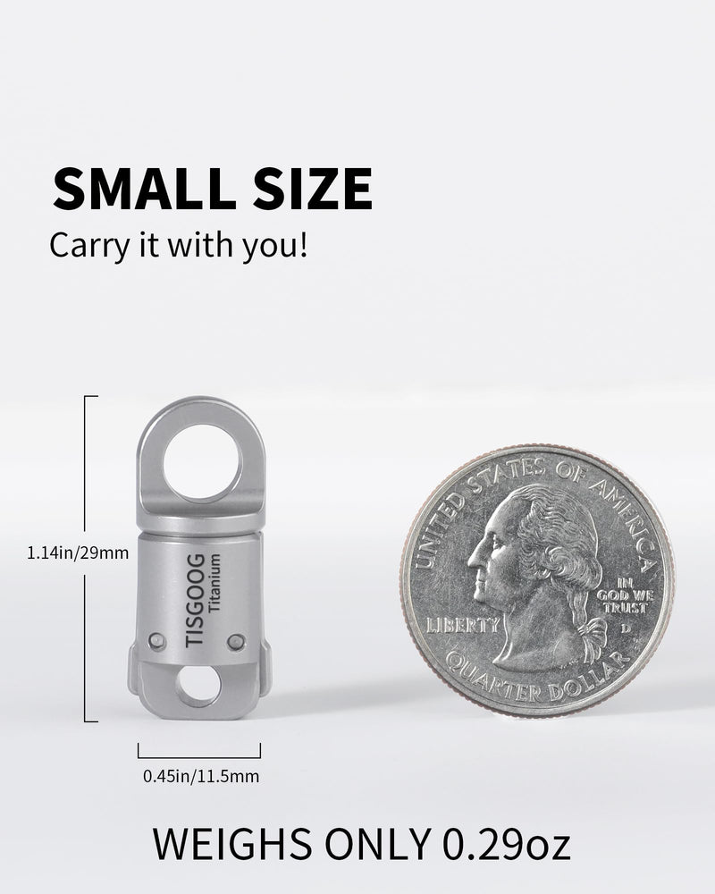 Titanium Magnetic Quick Release Keychain, Heavy Duty Key Holder, Detachable Chain Rings, 88LB Load Capacity Ti Connector*1 + 1 in Ss Keyring*2