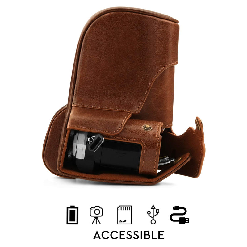 Megagear MG1863 Ever Ready Genuine Leather Camera Case Compatible With Olympus Om-D E-M5 Mark Iıı - Brown