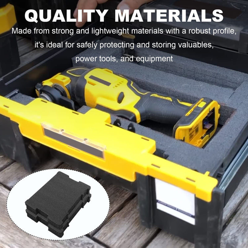 (2 Pack) Foam Insert Compatible with DeWalt TSTAK Tool Boxes - Fits DWST17808, DWST17807, DWST17805 - Replacement for DWST88801 - Customizable Tool Organizer Block + Bottom Base Pads (4 Pieces Total)