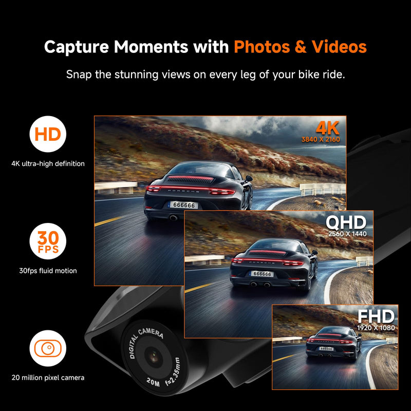 SVBONY SVGo C1 Cycling Camera 4K 30FPS, 20MP WiFi Sports Camera, Built-in GPS, EIS Stabilization, 2500 mAh Battery, LED Light, Horn, Bicycle Cameras Recorder for Cycling, Sports, Vlog