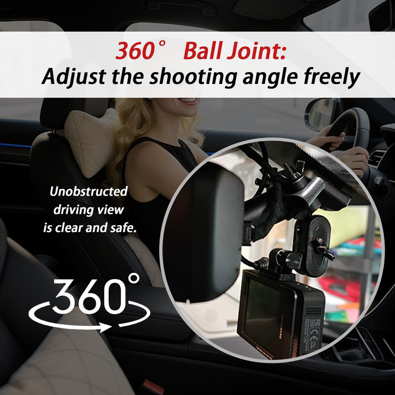2026 Upgraded Dash Cam Mount with 16 Connectors,360° Adjustable Dash Cam Mirror Mount Compatible with Vantrue UGSHDI APEMAN Crosstour,Universal Dashs Cams Holder Car Accessories